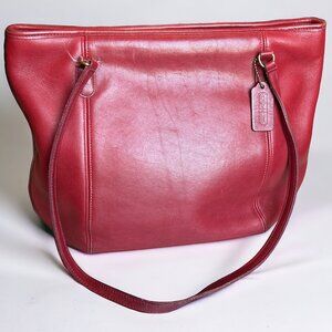 Vintage Leather Red Coach E7D - 9998 Framed Tote Bag